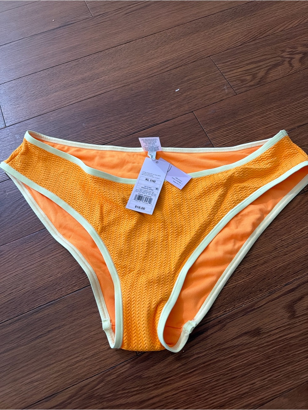 wild fable Orange Bikini Bottom with Pale Yellow Trim